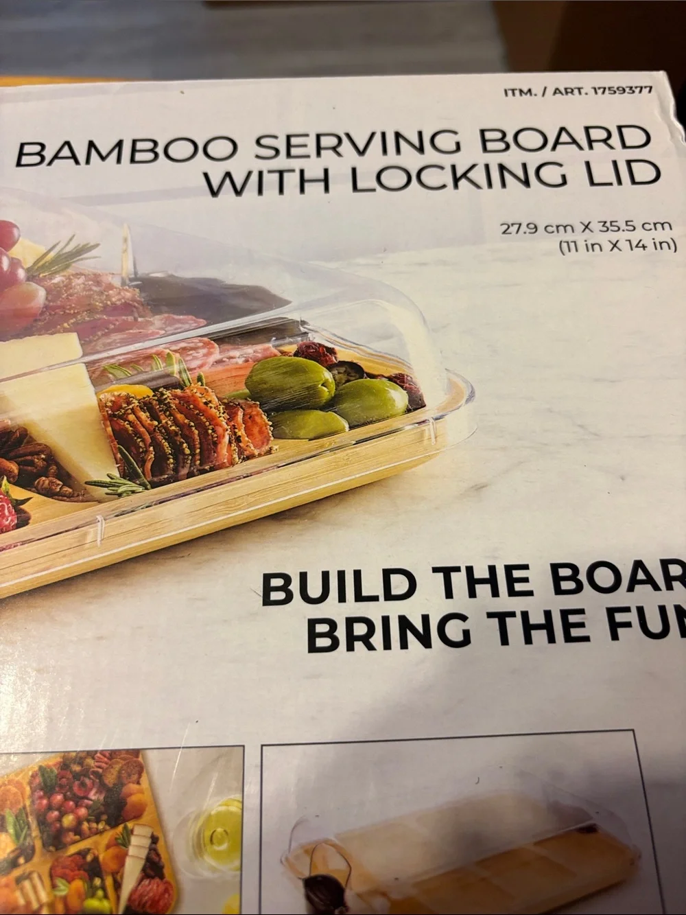 Build-a-Board Bamboo Serving Board with Locking Lid - Natural Bamboo